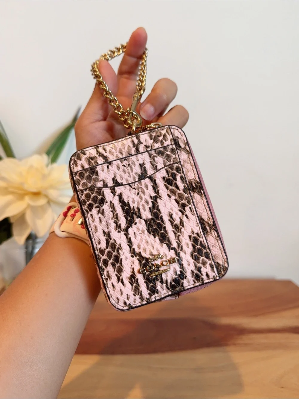 NWT Coach Snake-embossed leather Zip Card Case